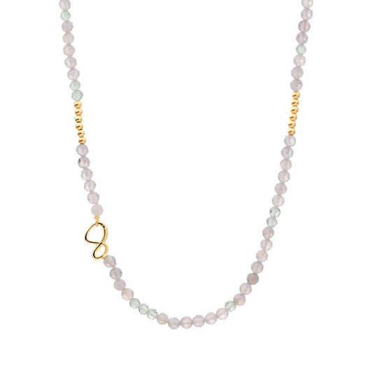 Link Necklace - Gold - Labradorite | Green Amethyst