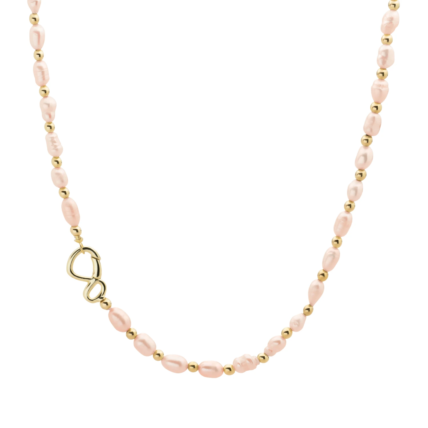 Link Necklace | Gold - Peach Pearl 42cm
