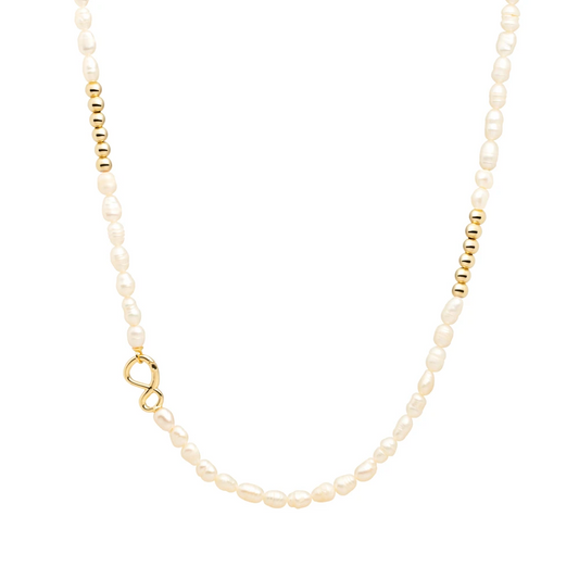 Link Necklace - Gold - Pearl