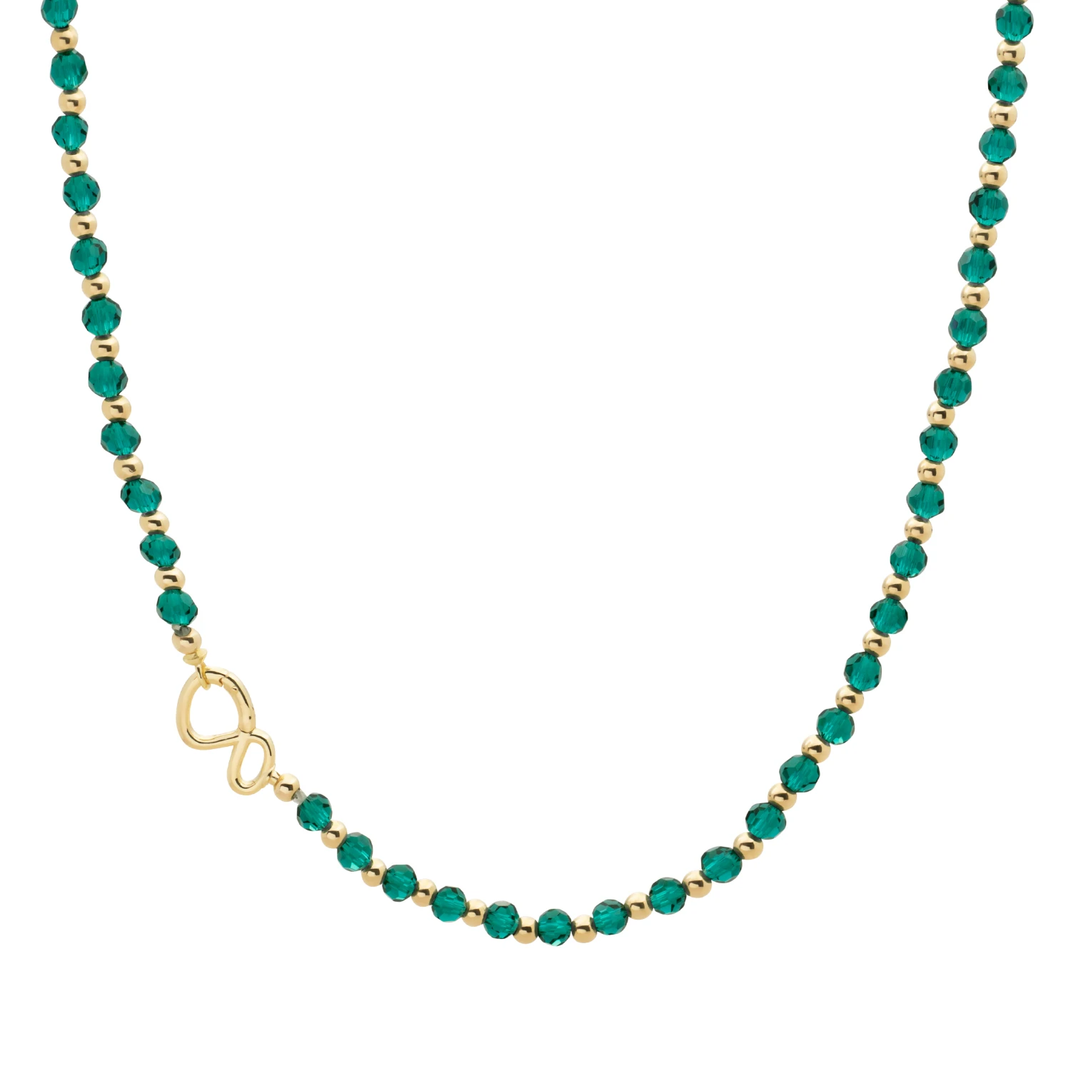 Link Necklace | Gold - Petrol Green Quartz 42cm