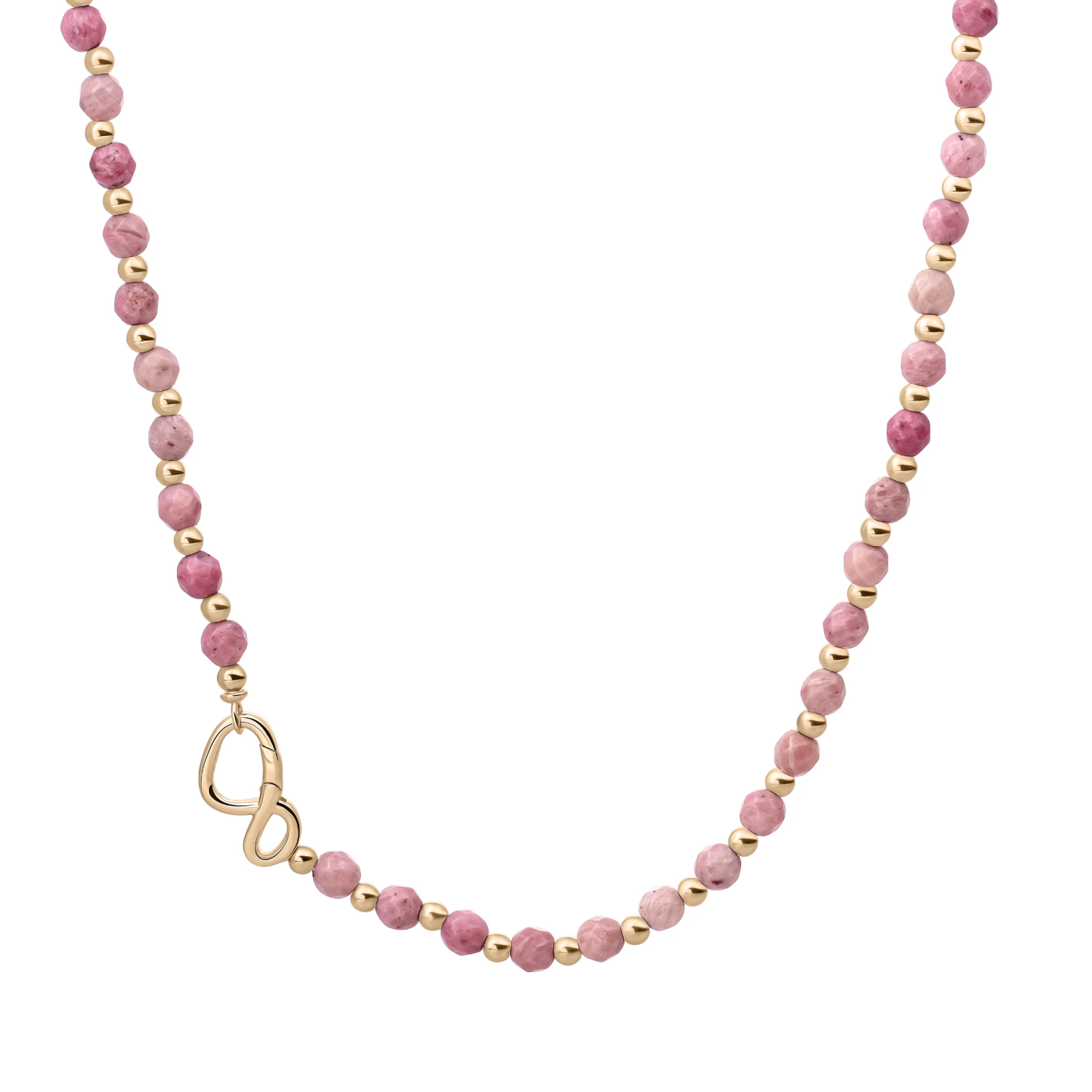 Link Necklace | Gold - Pink Rhodonite - 45cm