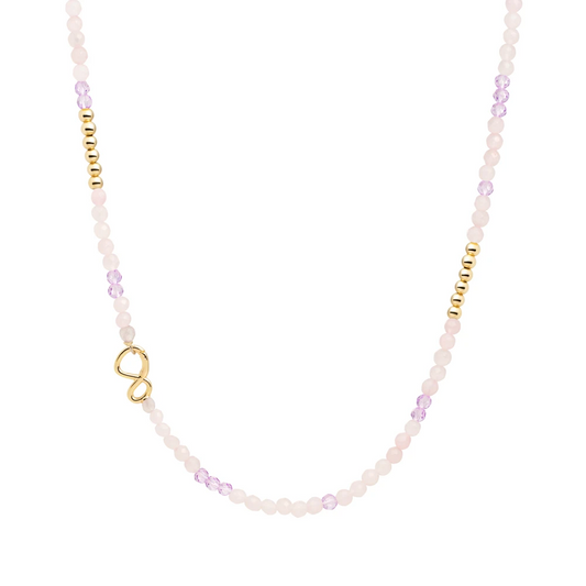 Link Necklace - Gold - Rose Quartz | Violet Quartz