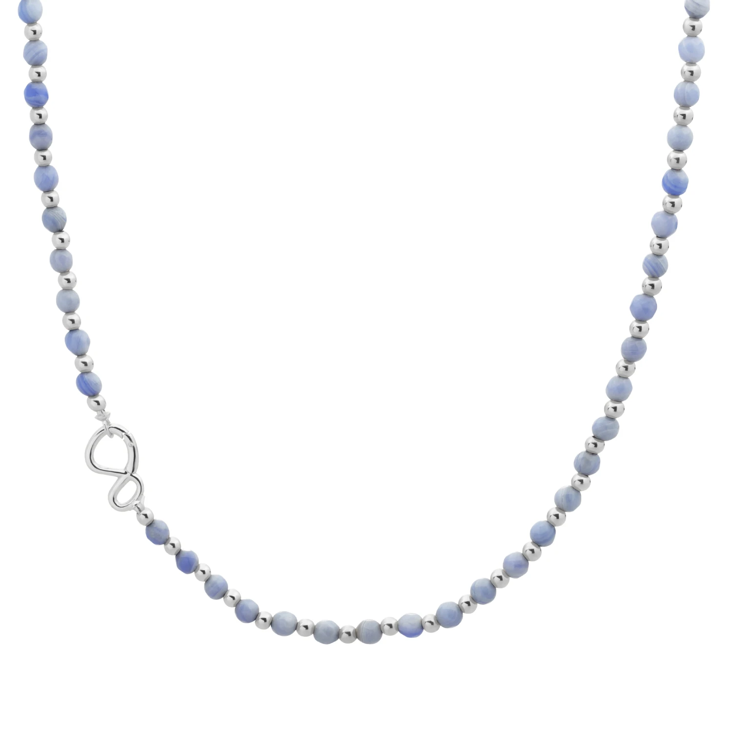 Link Necklace | Silver - Blue Lace Agate - 45cm