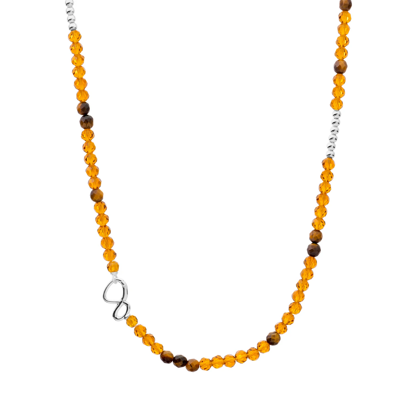 Link Necklace - Silver - Citrine Quartz | Tiger Eye