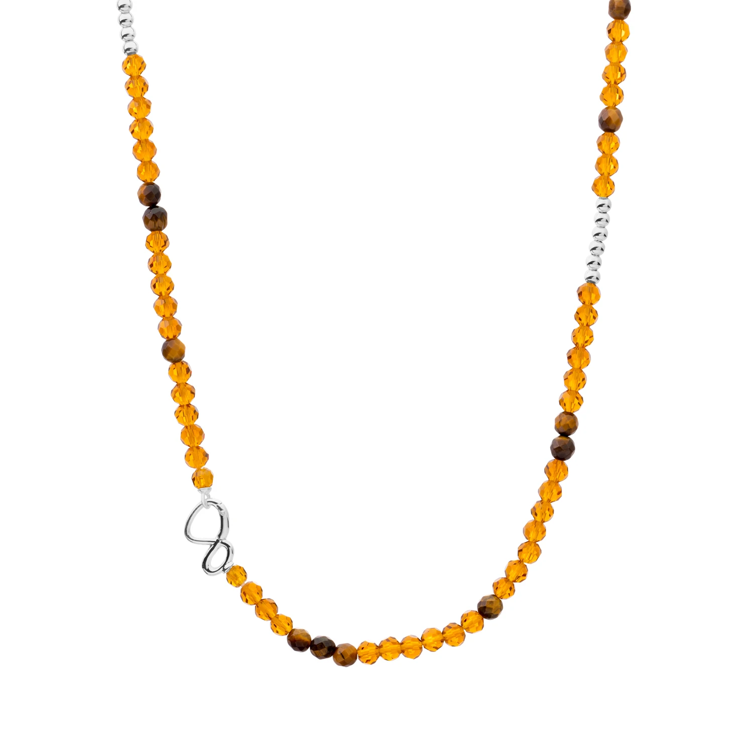 Link Necklace - Silver - Citrine Quartz | Tiger Eye