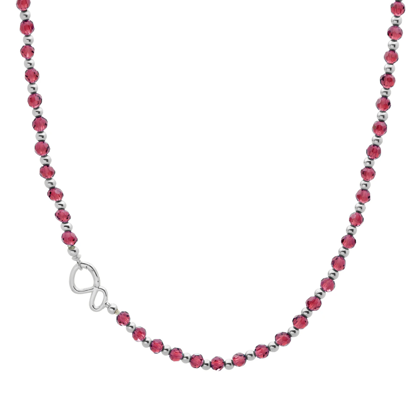 Link Necklace | Silver - Fuchsia Quartz 42cm