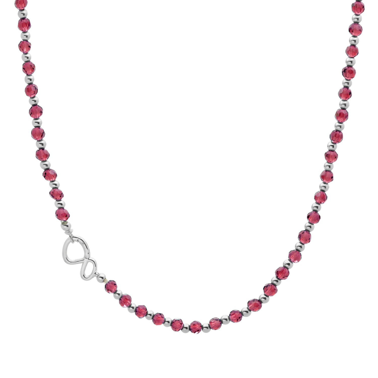 Link Necklace | Silver - Fuchsia Quartz 42cm