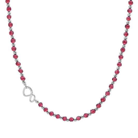 Link Necklace | Silver - Fuchsia Quartz - 45cm