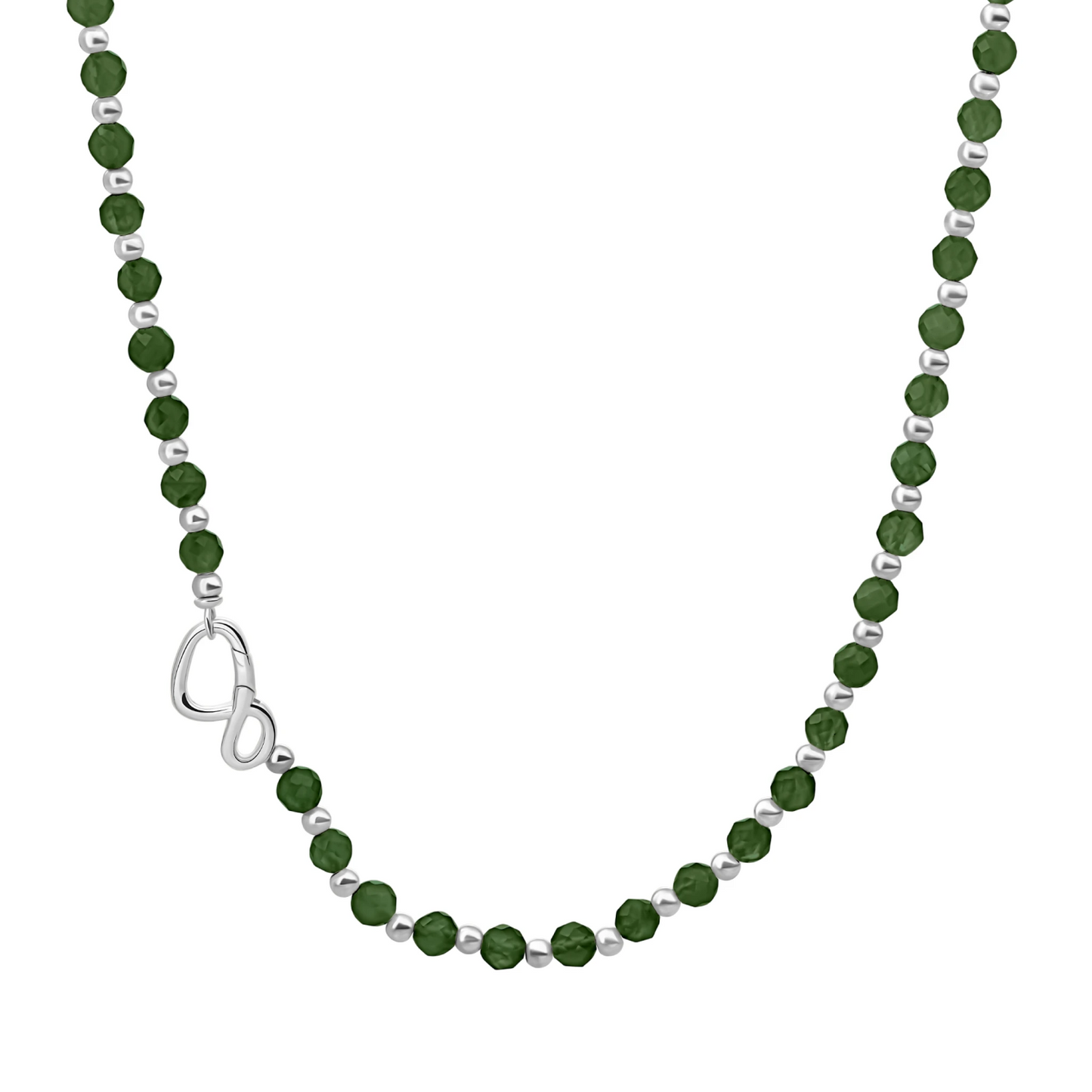 Link Necklace | Silver - Green Onyx - 45cm