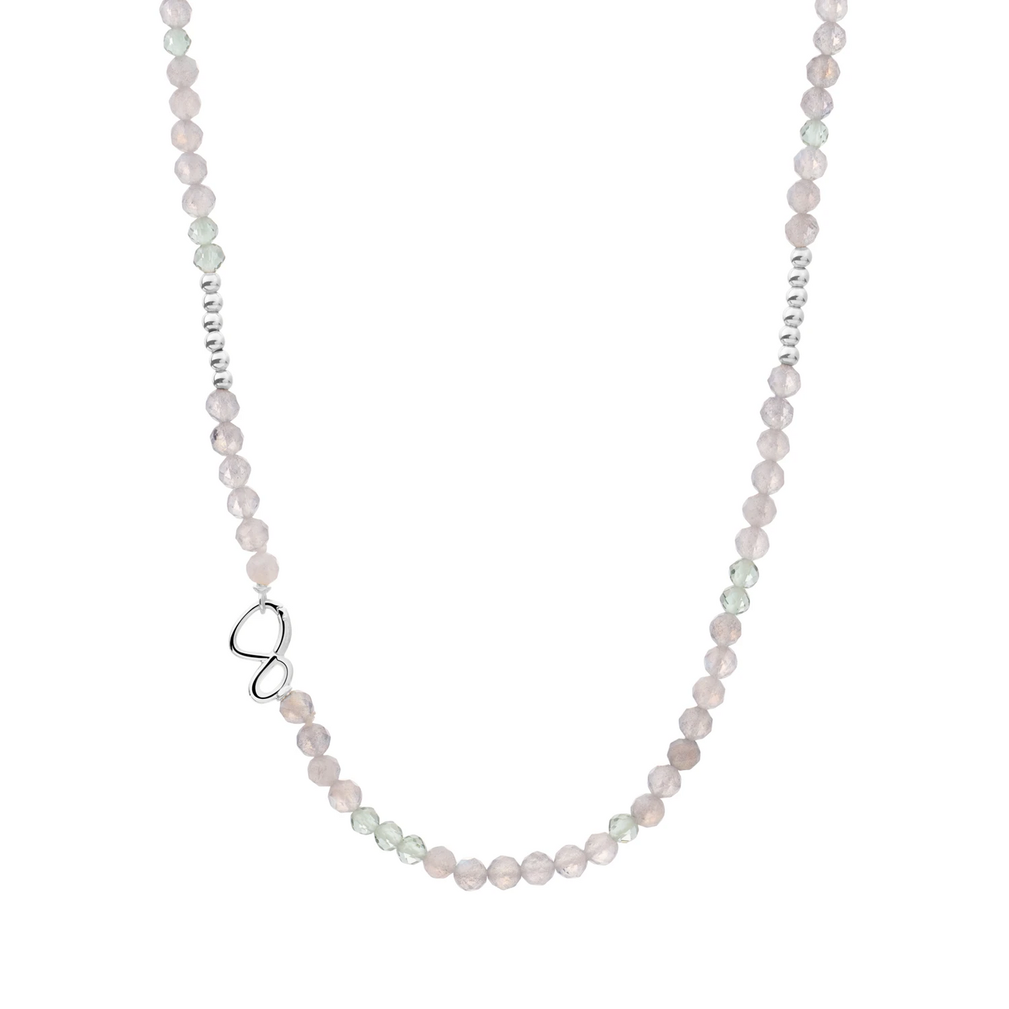 Link Necklace - Silver - Labradorite | Green Amethyst