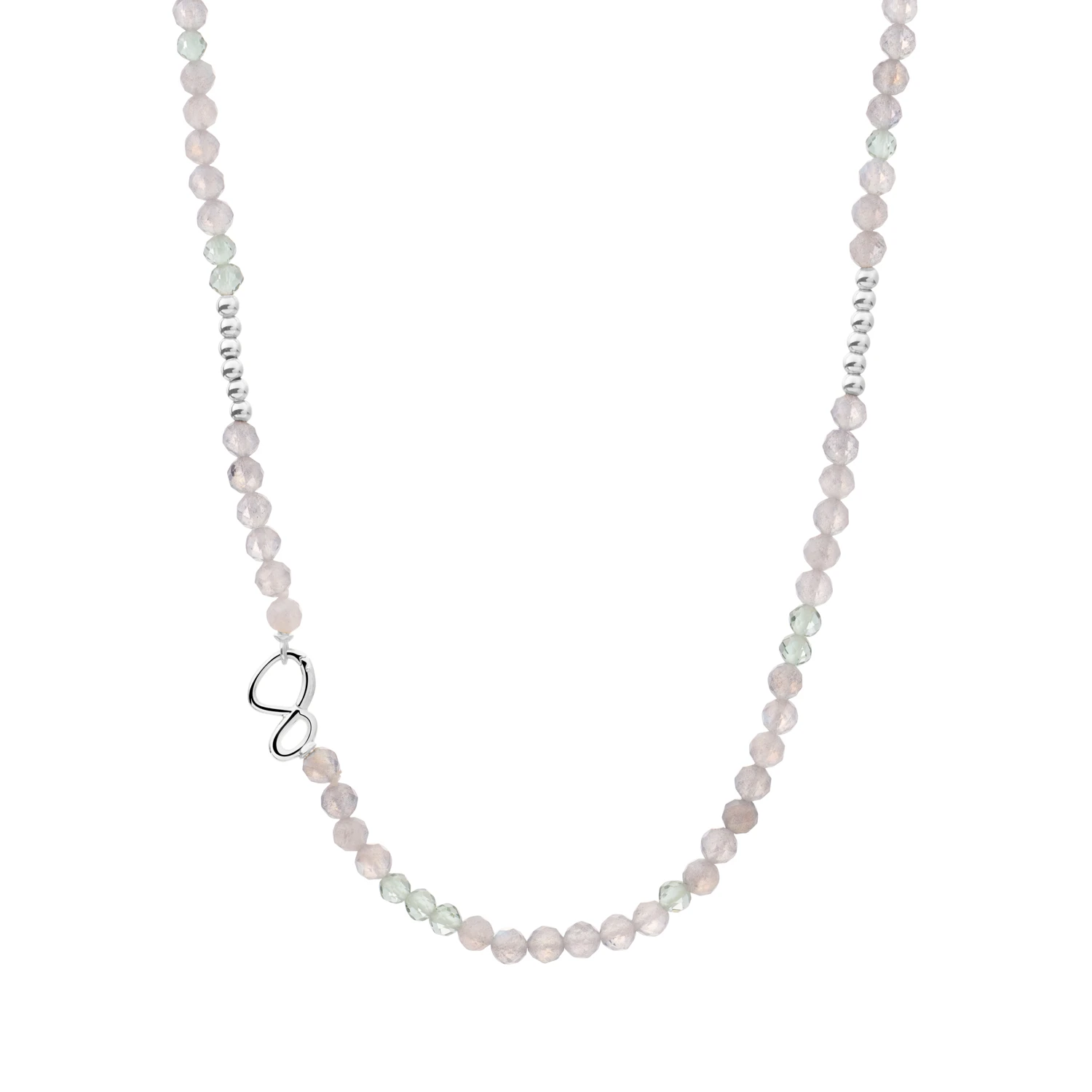 Link Necklace - Silver - Labradorite | Green Amethyst