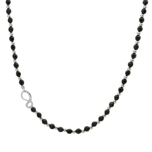 Link Necklace | Silver - Onyx 42cm