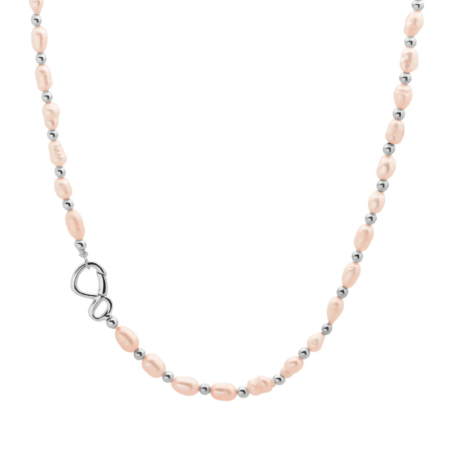 Link Necklace | Silver - Peach Pearl - 45cm