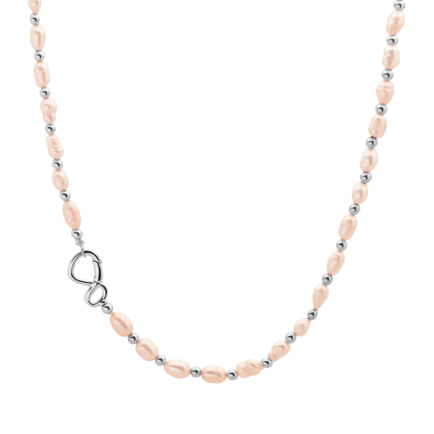 Link Necklace | Silver - Peach Pearl - 45cm