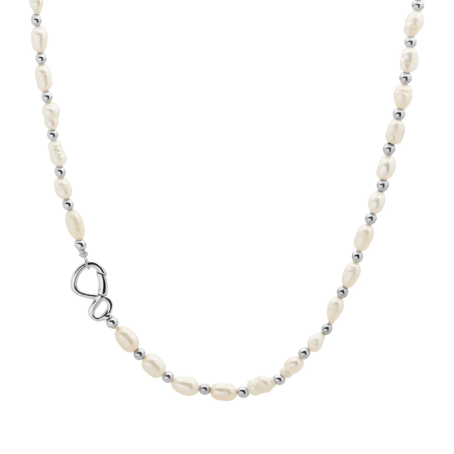Link Necklace | Silver - Pearl - 45cm