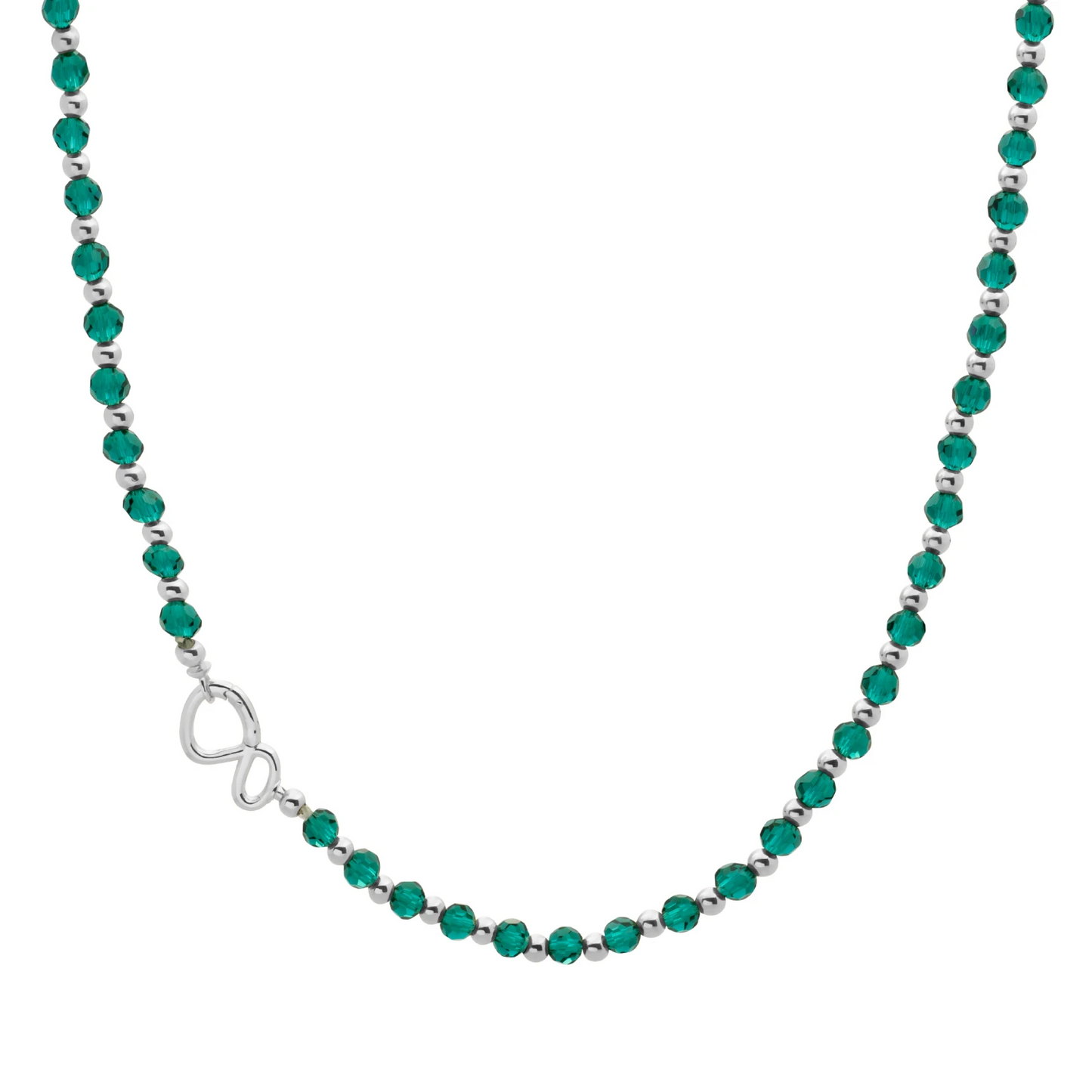 Link Necklace | Silver - Petrol Green Quartz