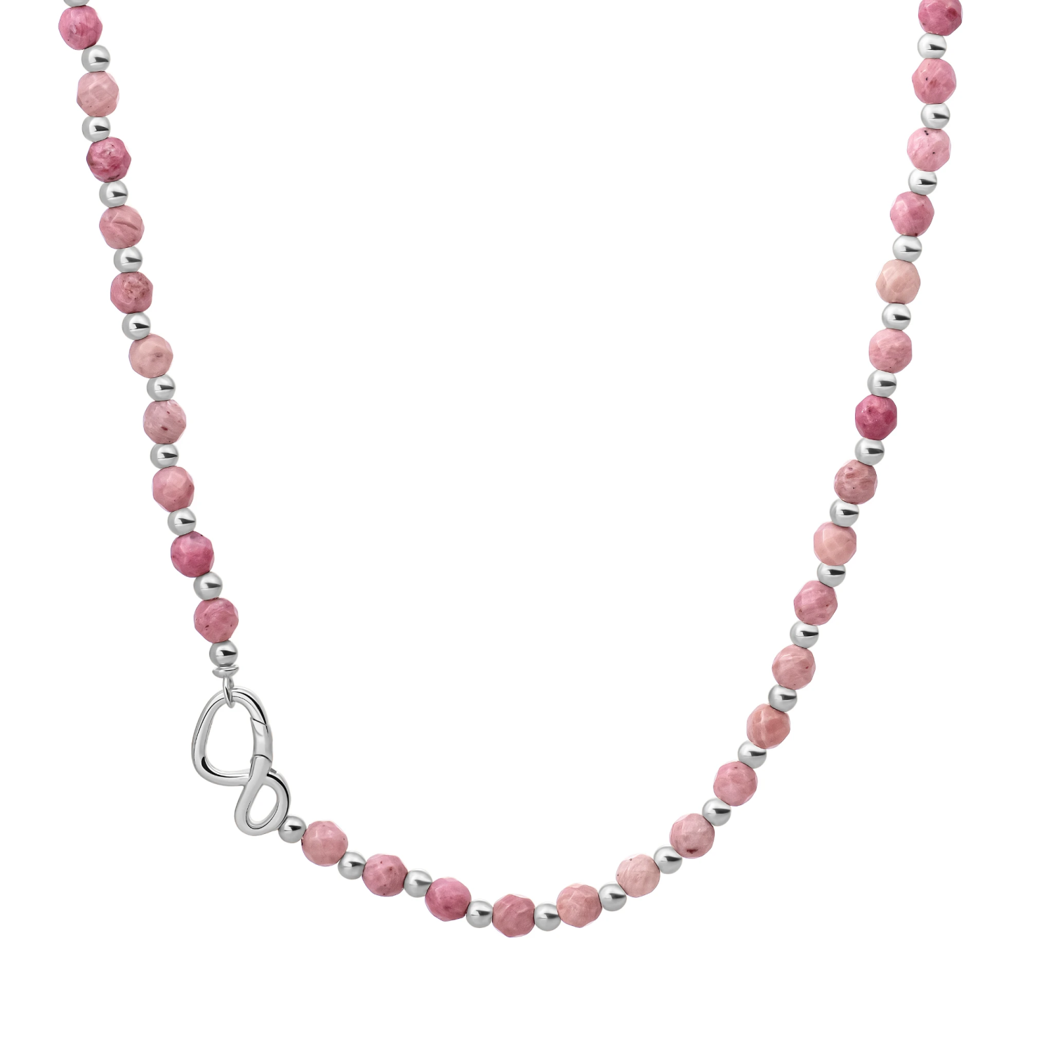 Link Necklace | Silver - Pink Rhodonite 42cm