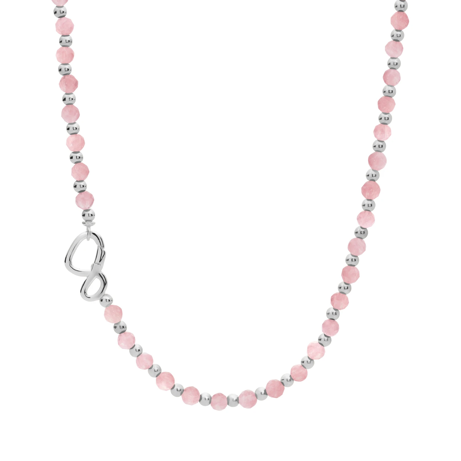 Link Necklace | Silver - Rose Quartz 42cm