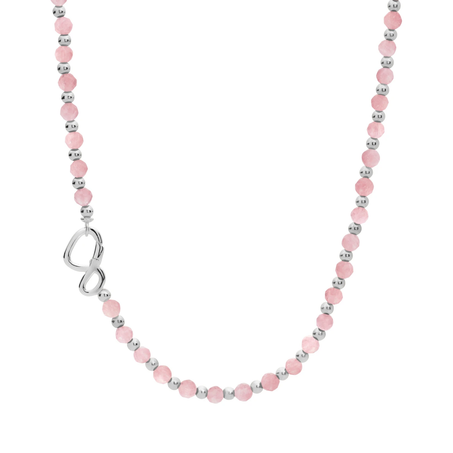 Link Necklace | Silver - Rose Quartz - 45cm