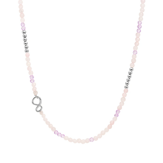 Link Necklace - Silver - Rose Quartz | Violet Quartz