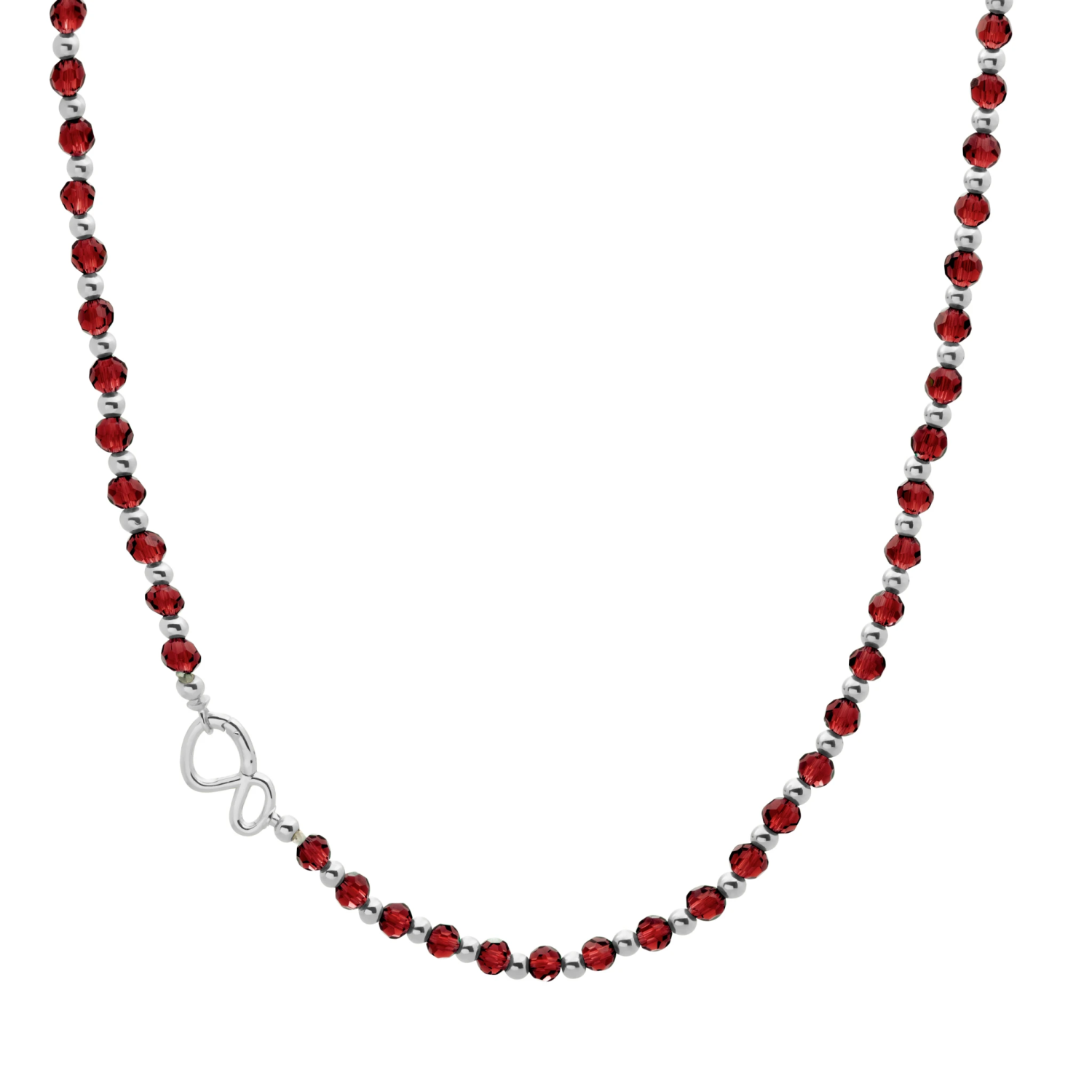 Link Necklace | Silver - Ruby Quartz - 45cm