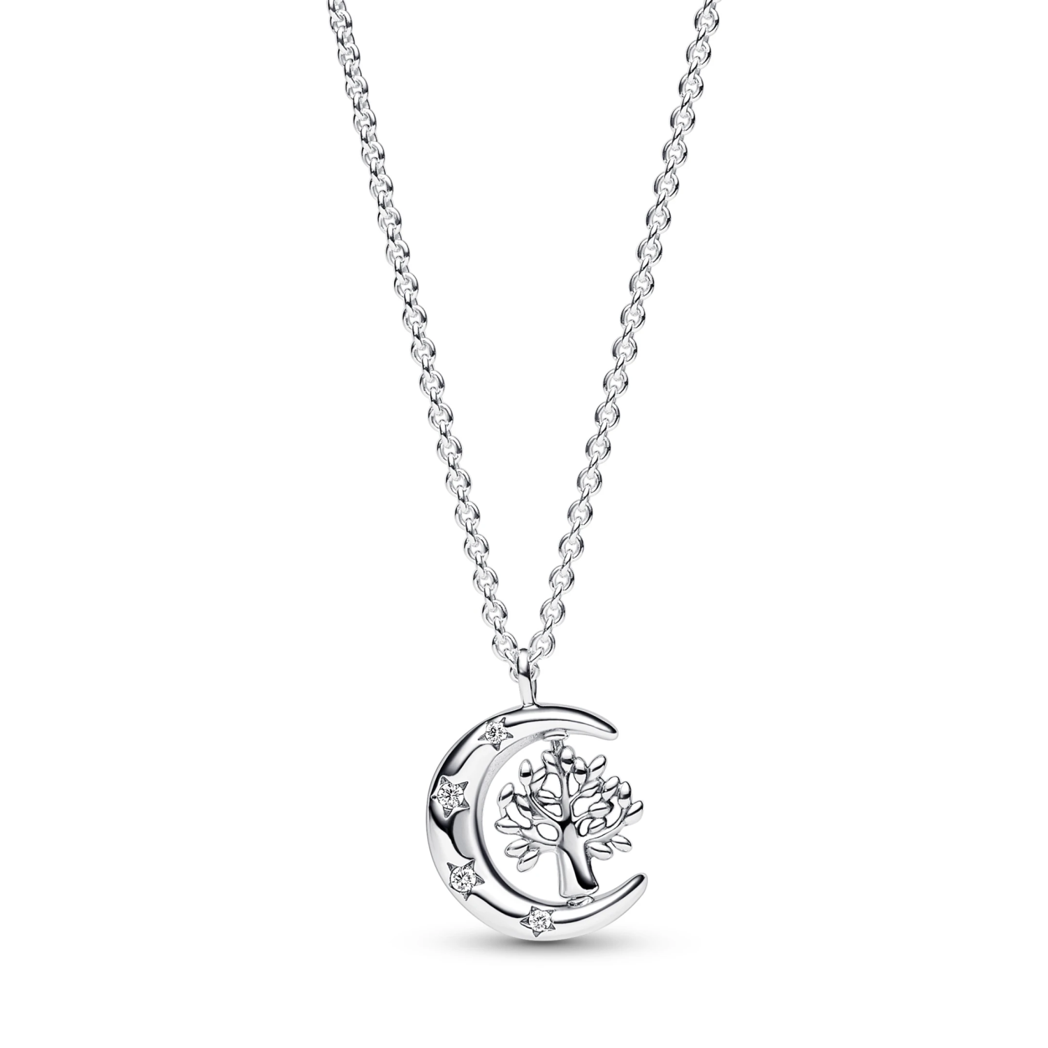 Maan en Draaiende Levensboom Ketting met Hanger