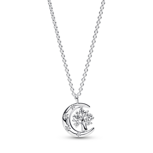 Maan en Draaiende Levensboom Ketting met Hanger