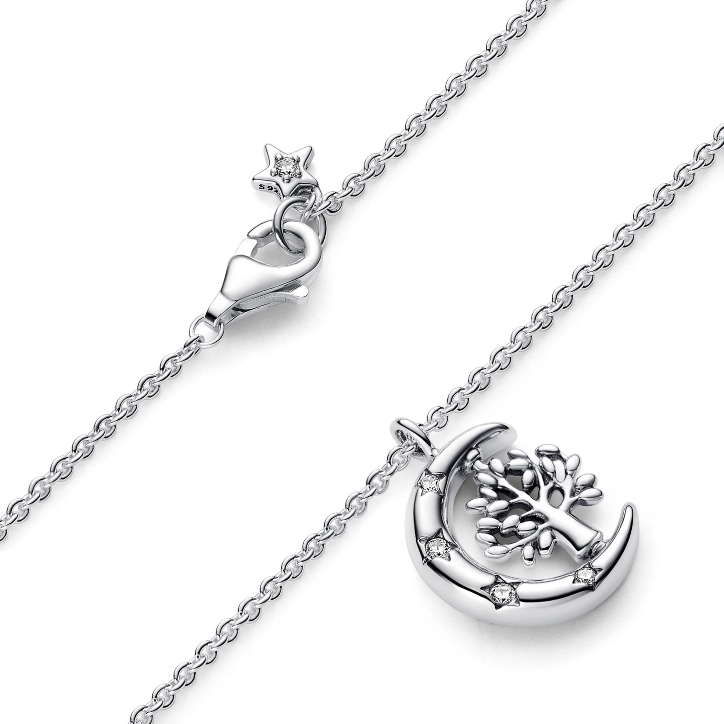 Maan en Draaiende Levensboom Ketting met Hanger