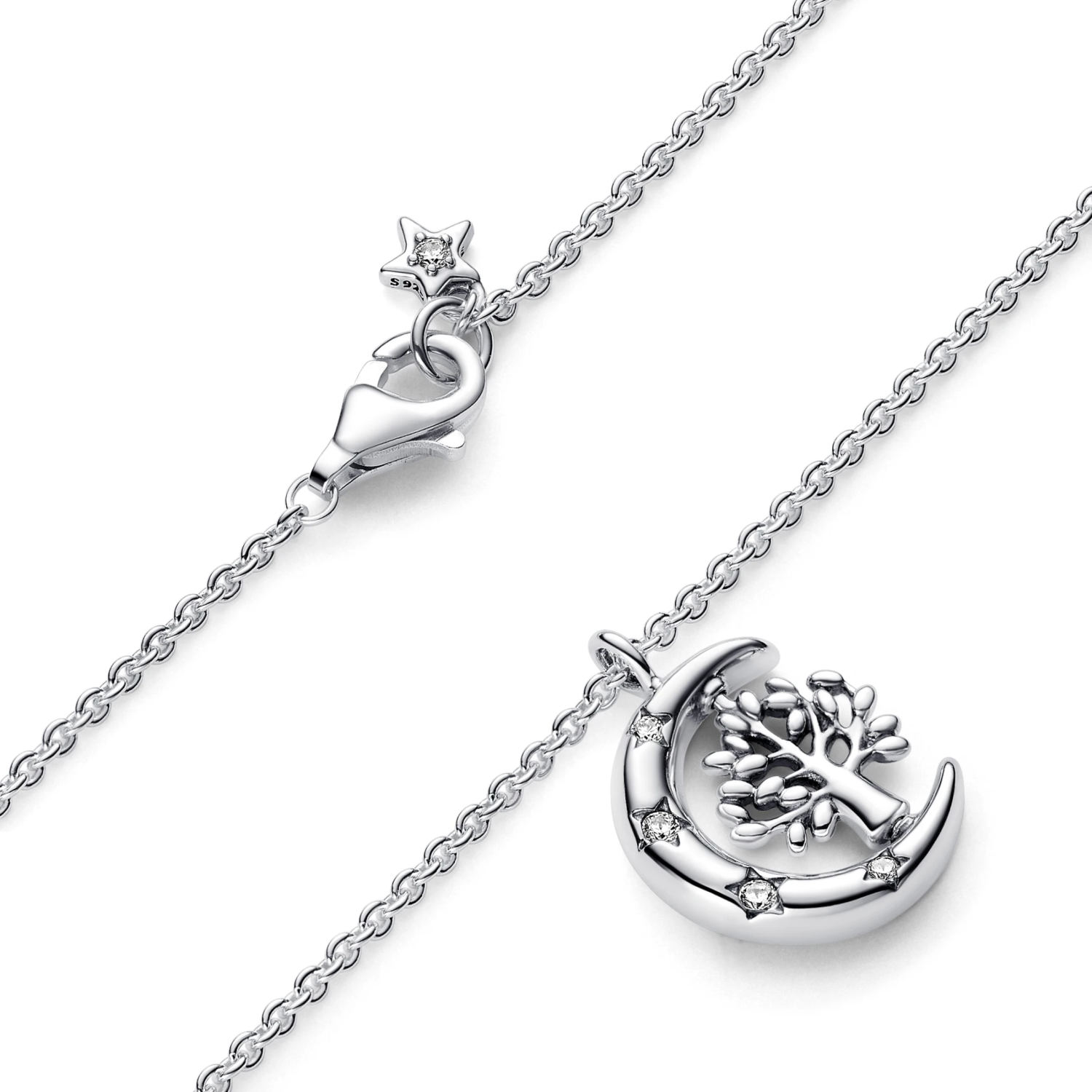 Maan en Draaiende Levensboom Ketting met Hanger