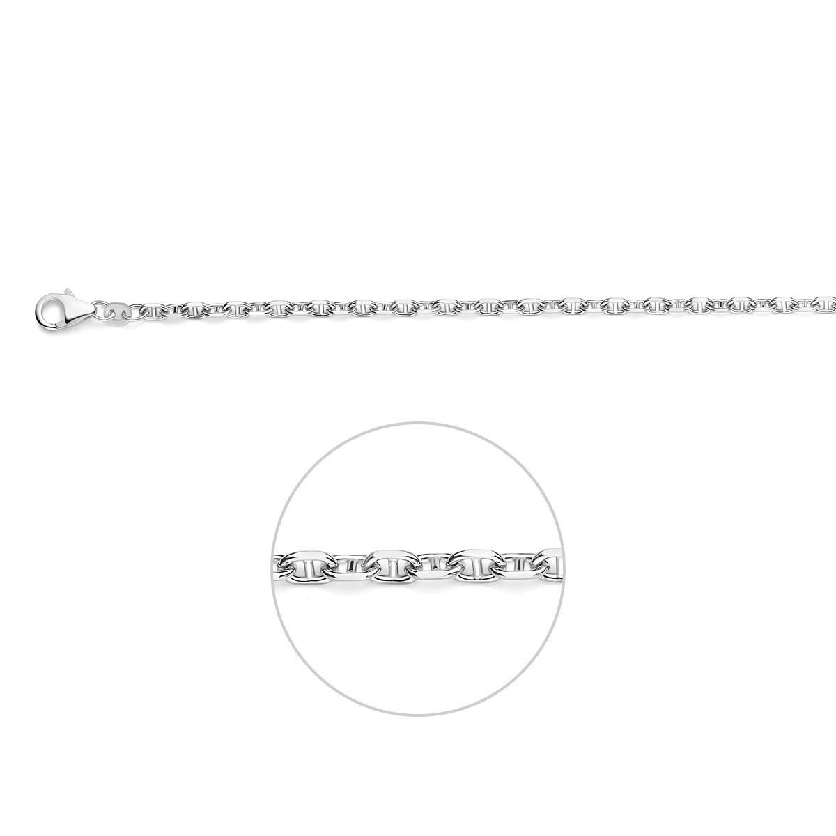 marine 3,1 mm zilver gerhodineerd