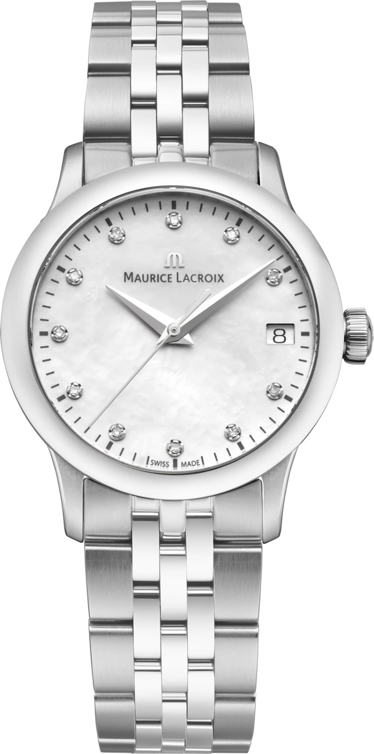 MAURICE LACROIX 1975 QUARTZ DATE 33MM MOP 11 DIAMONDS 751006-SS002-170-1