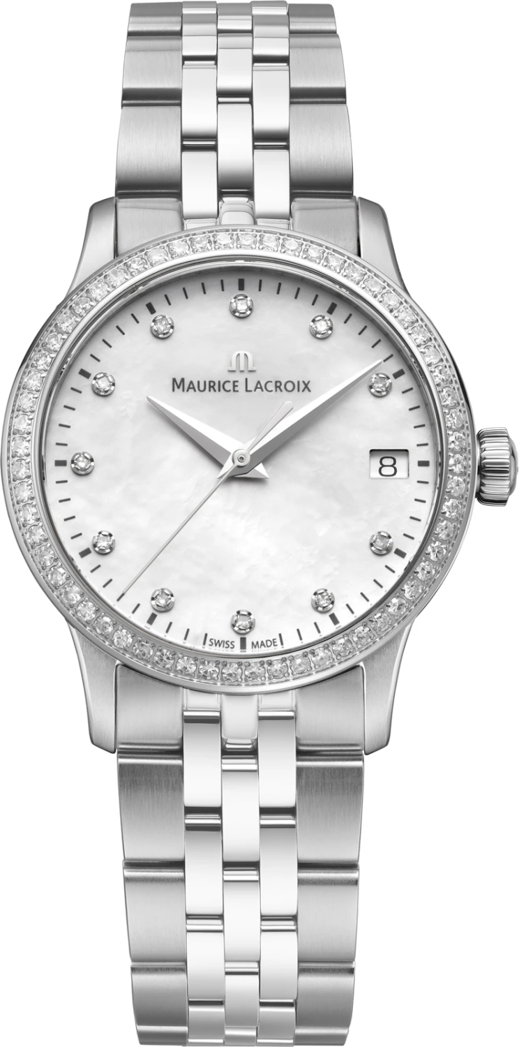 MAURICE LACROIX 1975 QUARTZ DATE 33MM MOP 71 DIAMONDS 751006-SD502-170-1