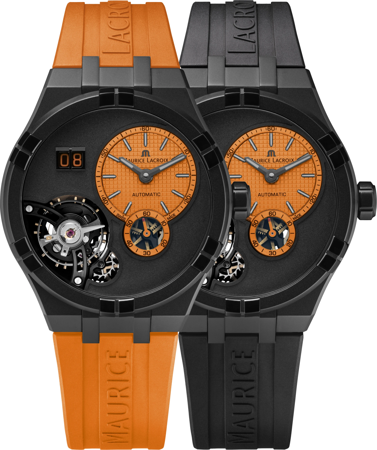 MAURICE LACROIX AIKON AUTO MANUFACTURE MASTER GRAND DATE SET ORANGE LIM.ED. 50PCS AI6118-DLB0J-530-J
