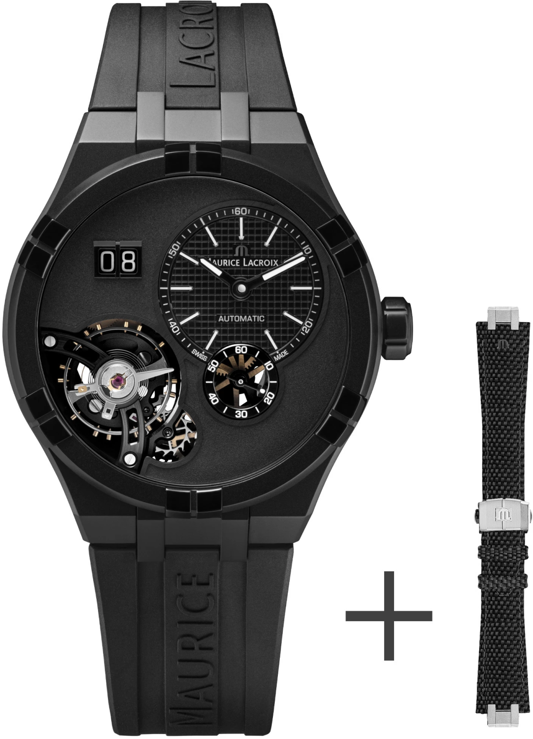 MAURICE LACROIX AIKON AUTOMATIC MANUFACTURE MASTER GRAND DATE SET BLACK AI6118-DLB0B-330-2*