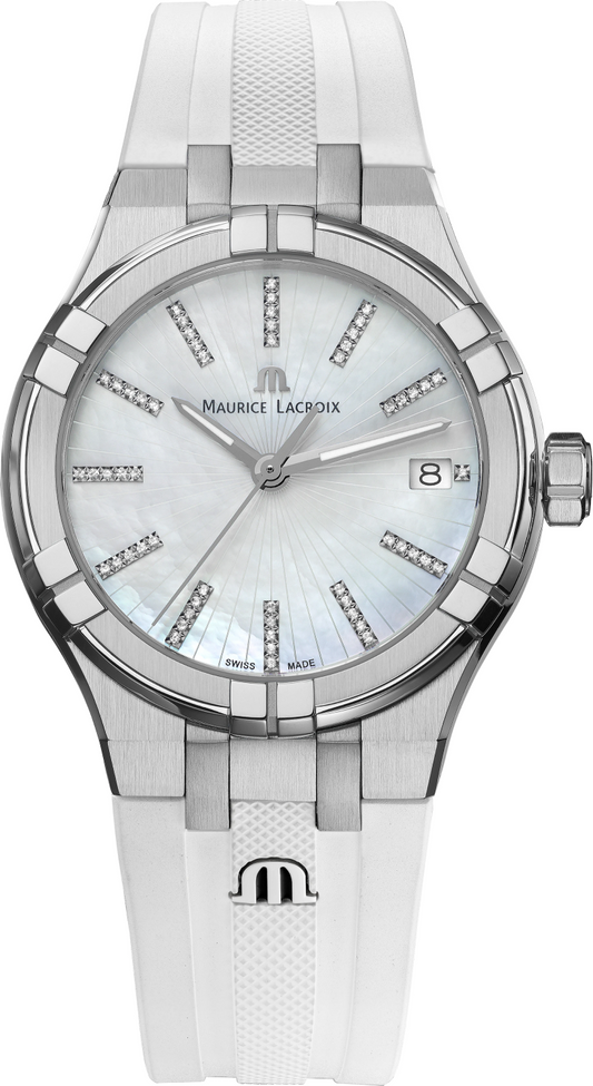 MAURICE LACROIX AIKON QUARTZ DATE 35MM MOP DIAMONDS AI1106-SS000-170-7