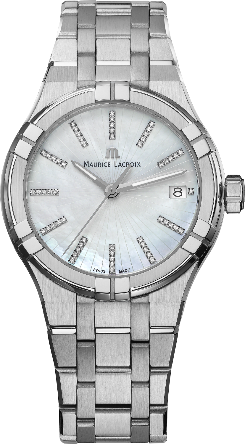 MAURICE LACROIX AIKON QUARTZ DATE 35MM MOP DIAMONDS AI1106-SS002-170-1