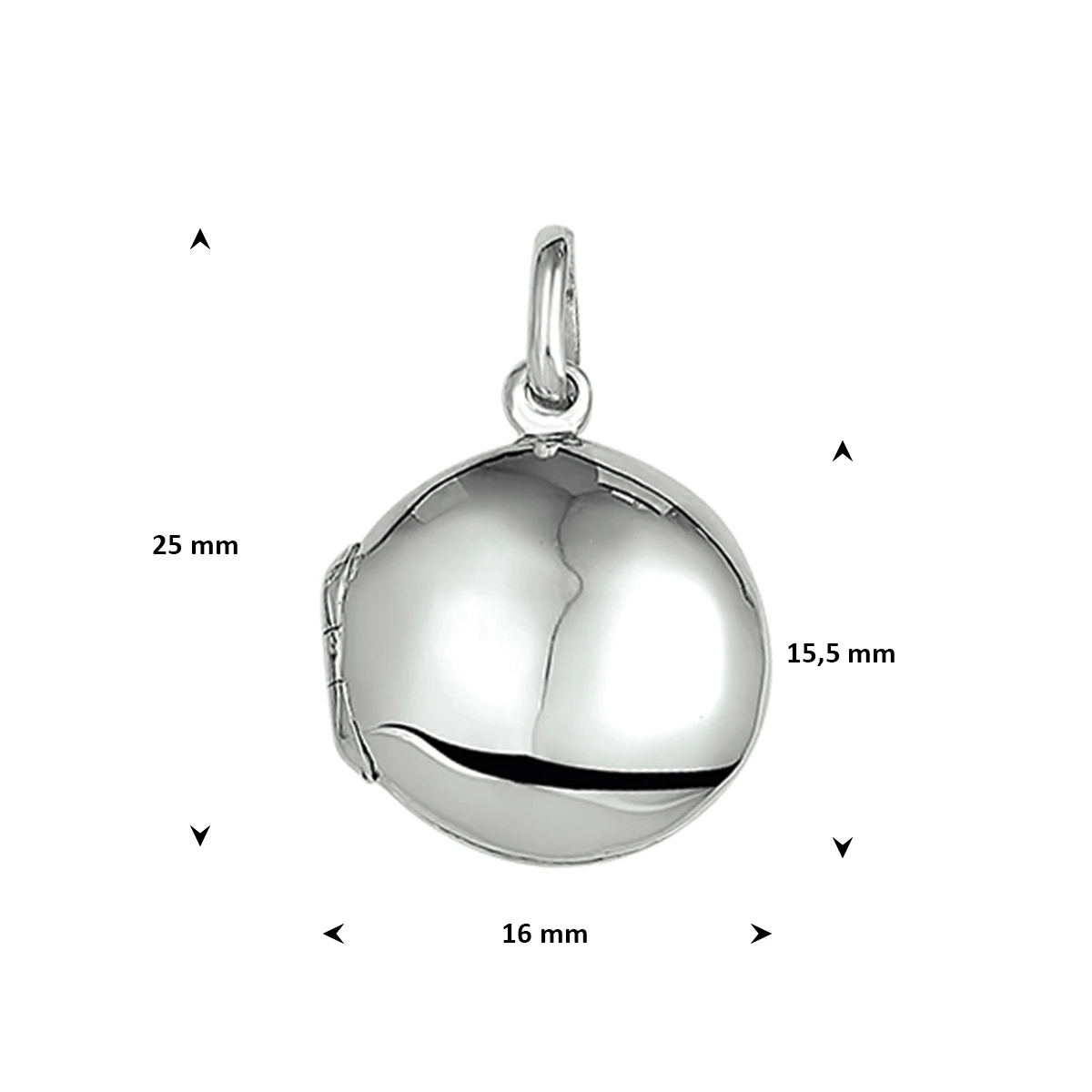 medaillon 15,5 mm zilver wit