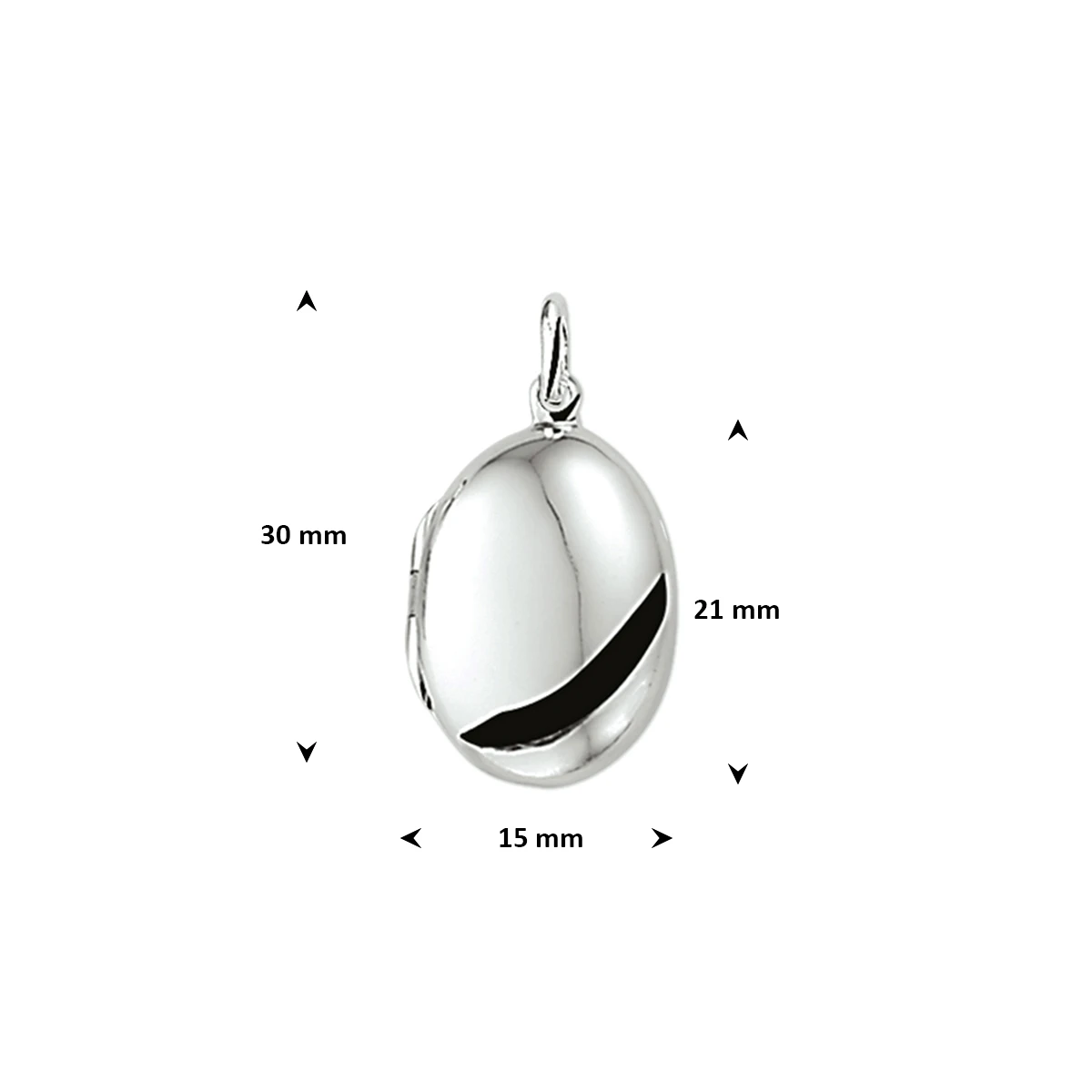 medaillon 21 mm zilver gerhodineerd