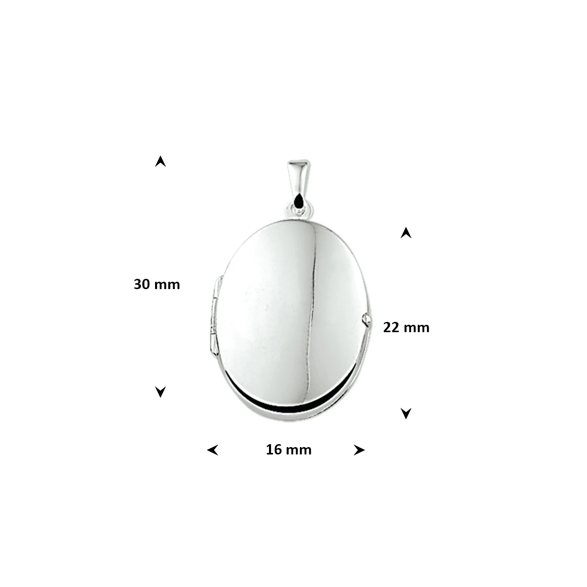 medaillon 22 mm zilver gerhodineerd