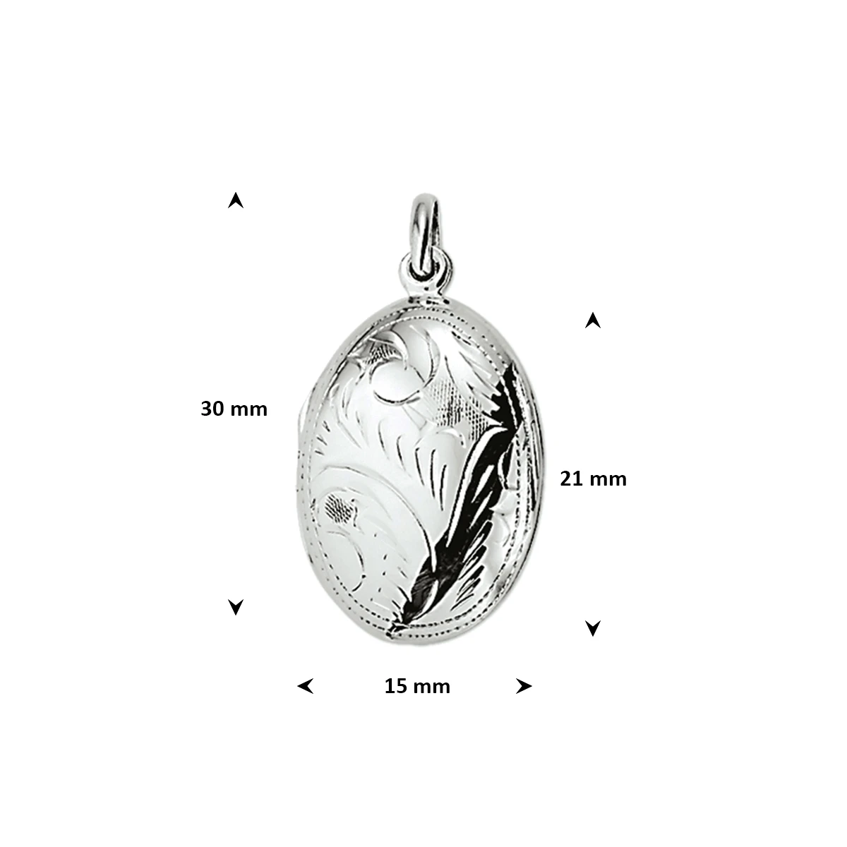 medaillon gravure 21 mm zilver gerhodineerd