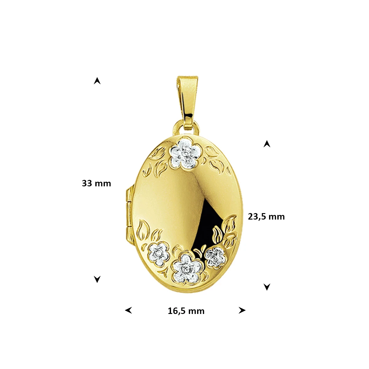 medaillon gravure 23,5 mm 14K geelgoud
