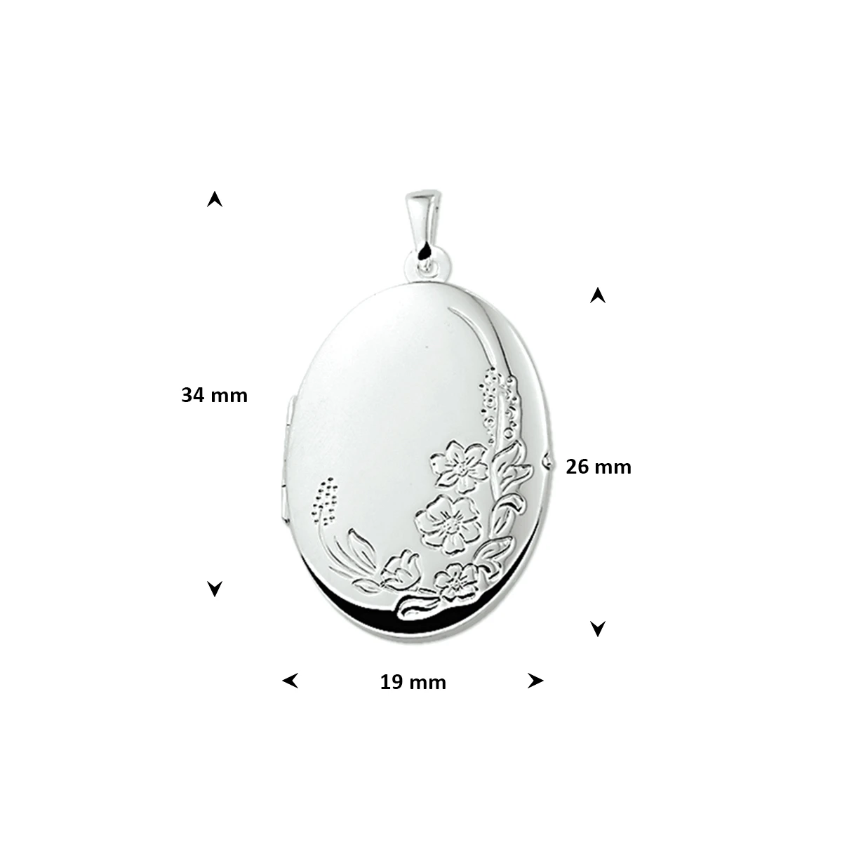 medaillon gravure 26 mm zilver gerhodineerd