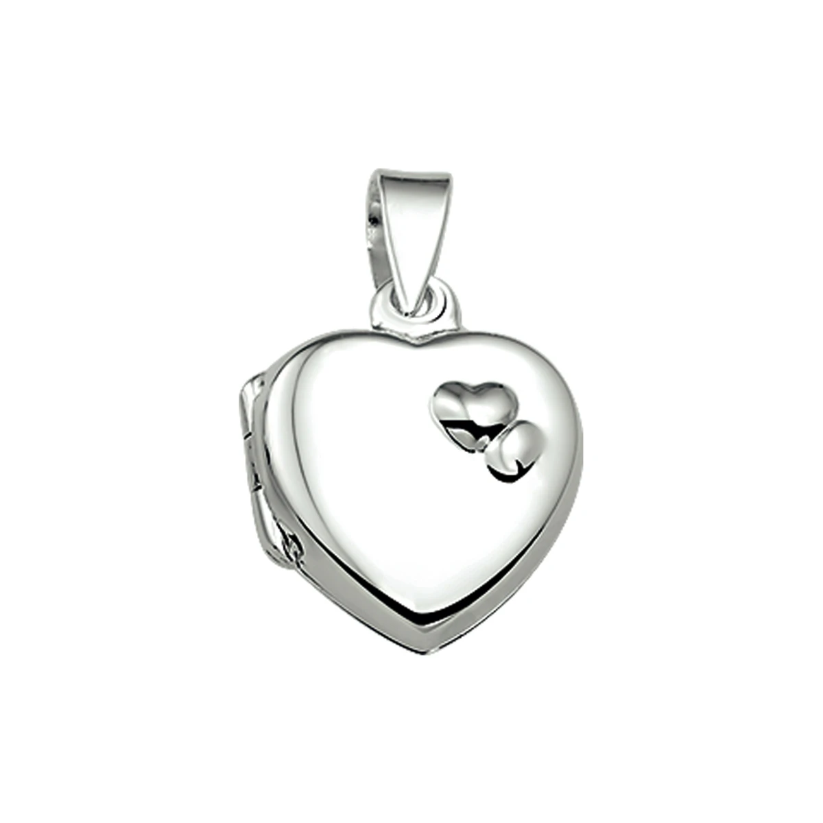 medaillon hart 13 mm zilver wit