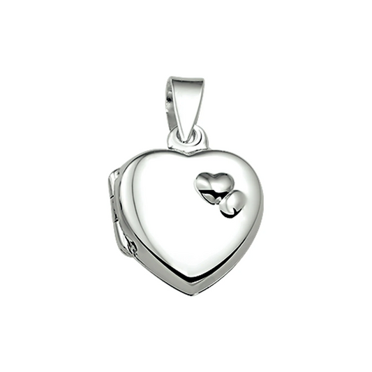medaillon hart 13 mm zilver wit