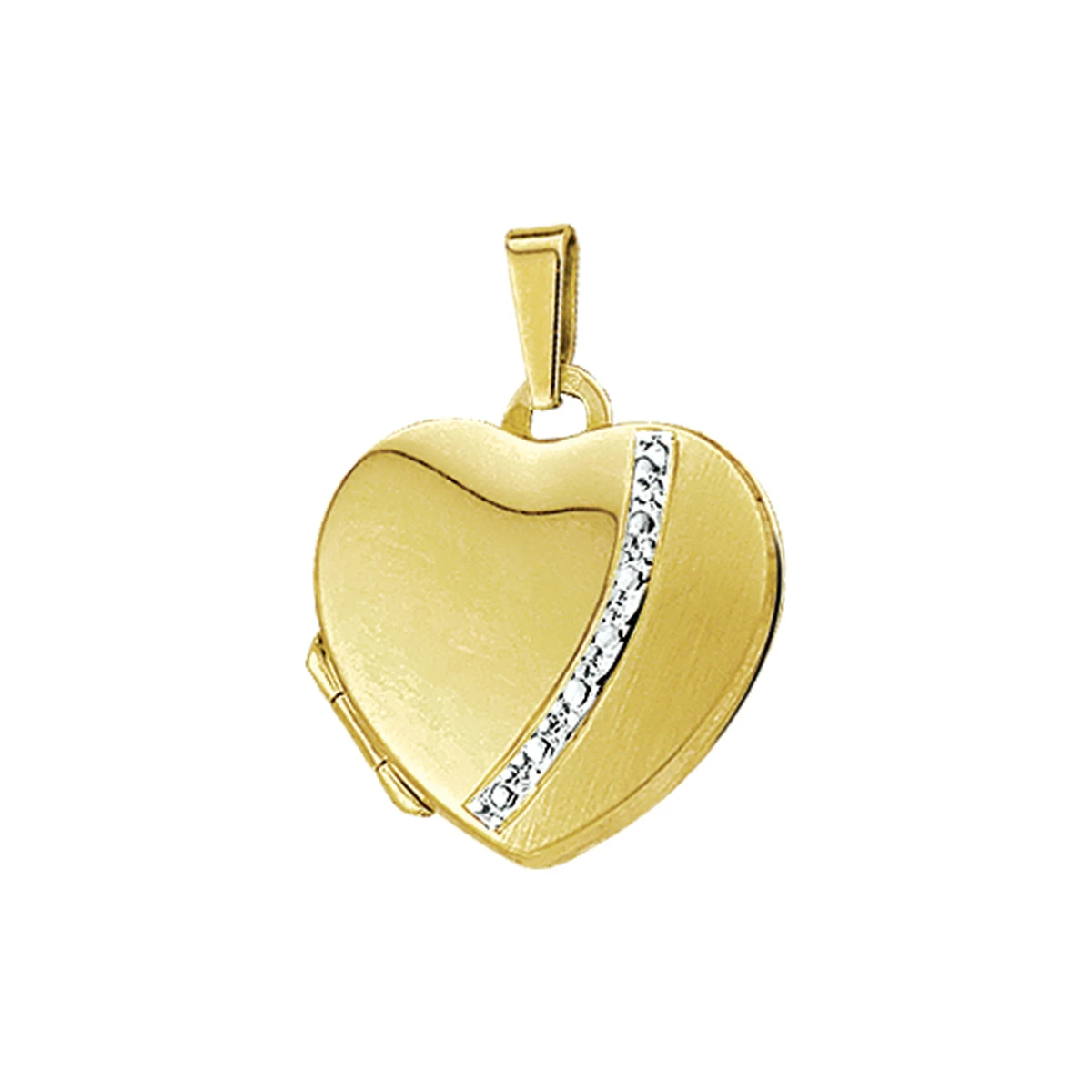 medaillon hart bicolor gestift 17 mm 14K geelgoud