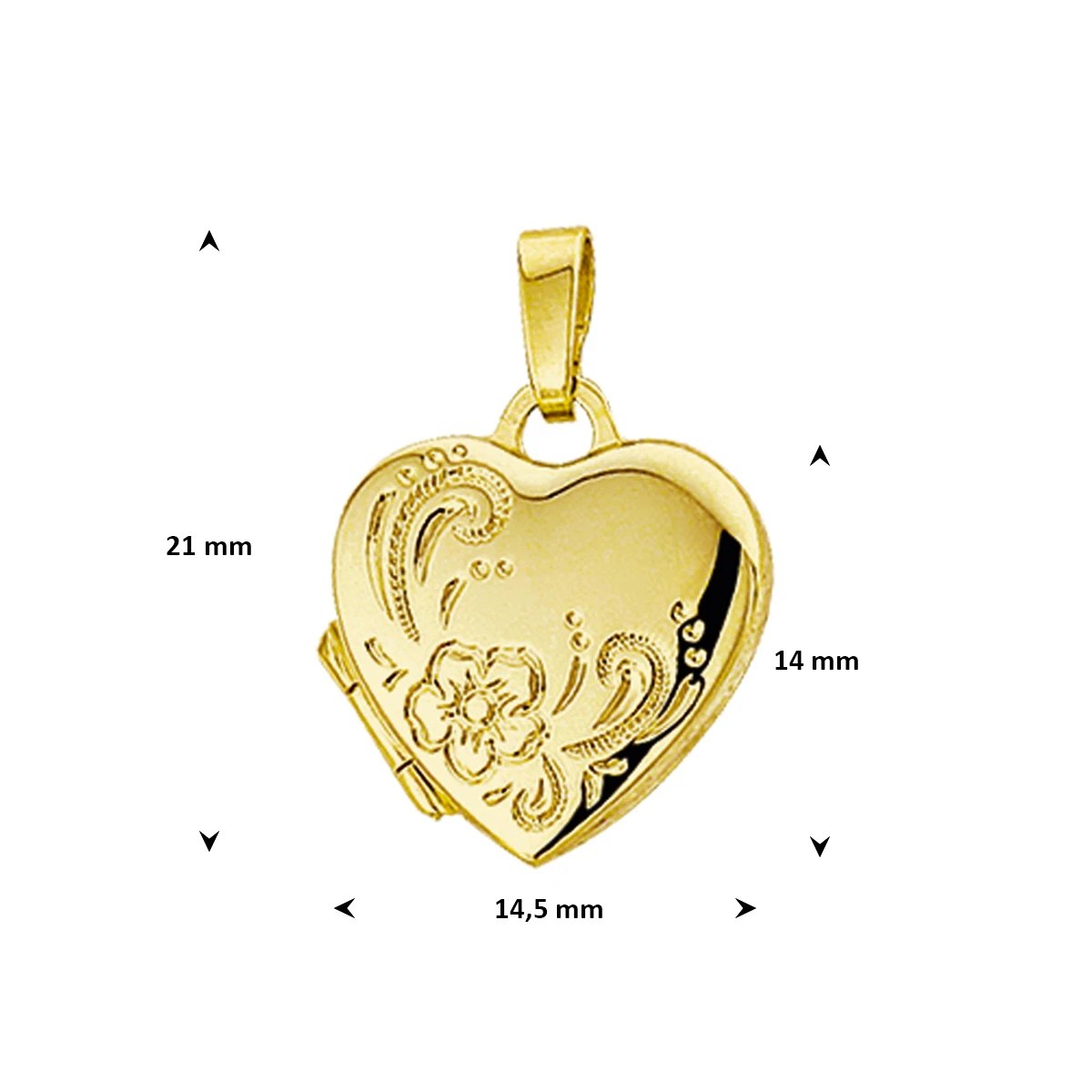 medaillon hart gravure 14K geelgoud