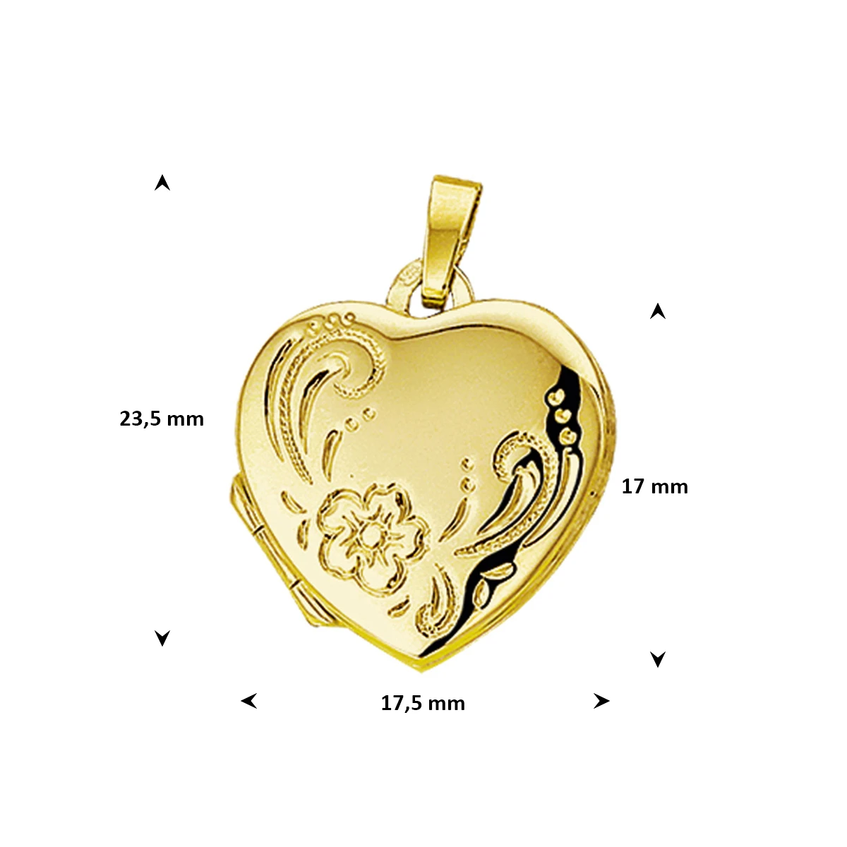 medaillon hart gravure 14K geelgoud
