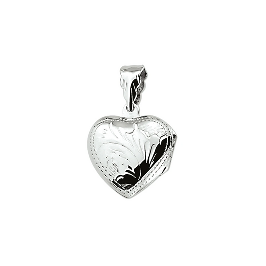 medaillon hart gravure 19 mm zilver gerhodineerd
