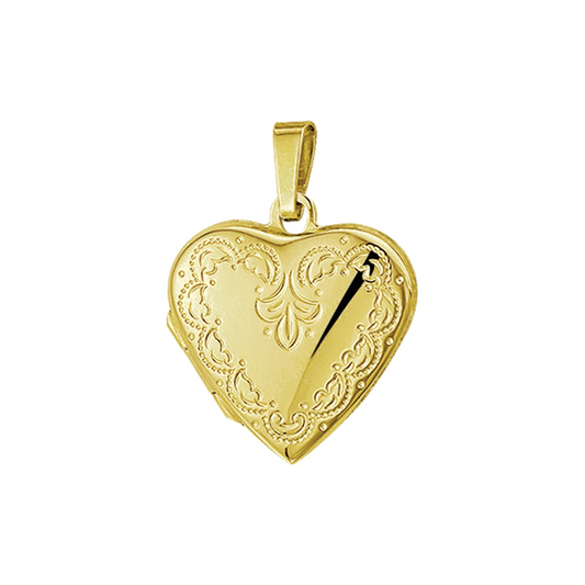 medaillon hart gravure 20 mm 14K geelgoud