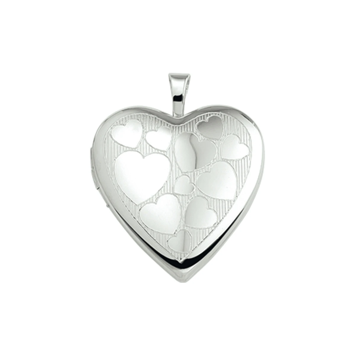 medaillon hart gravure 24 mm zilver gerhodineerd